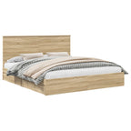 Cama con almacenamiento con cabecera Roble Sonoma 180 x 200 cm