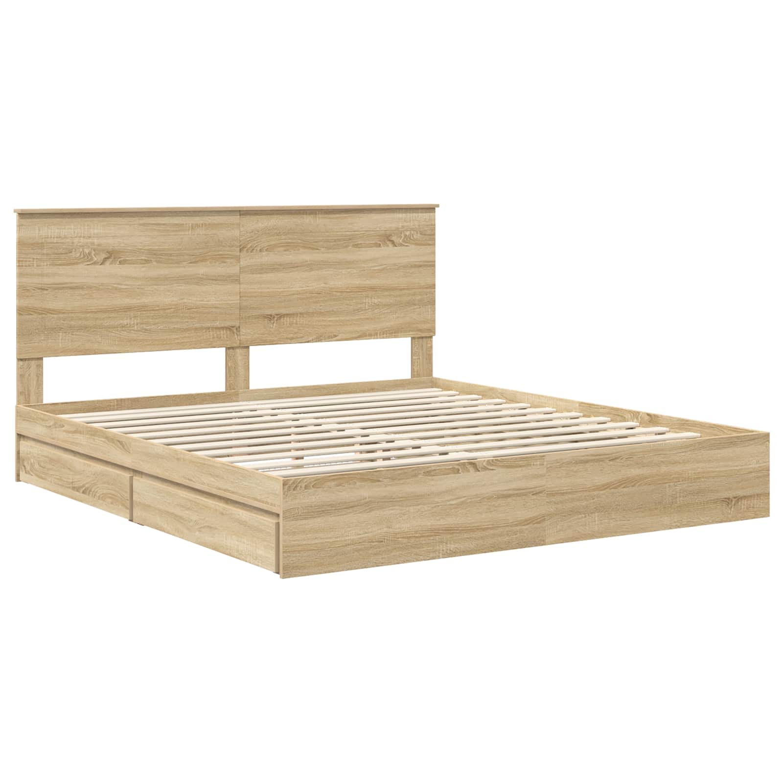 Cama con almacenamiento con cabecera Roble Sonoma 180 x 200 cm