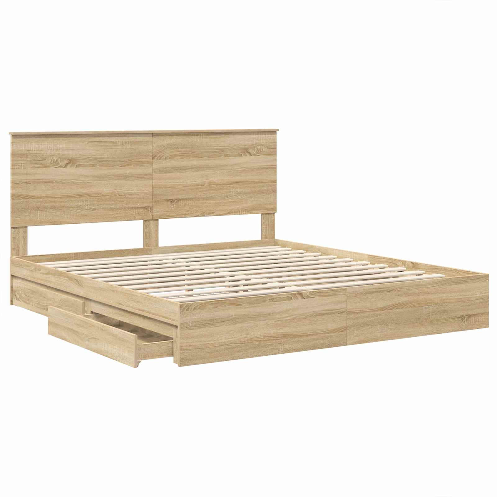 Cama con almacenamiento con cabecera Roble Sonoma 180 x 200 cm