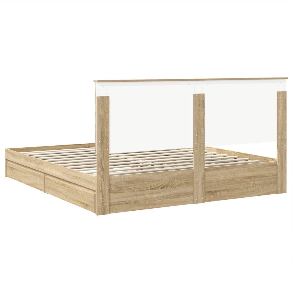 Cama con almacenamiento con cabecera Roble Sonoma 180 x 200 cm