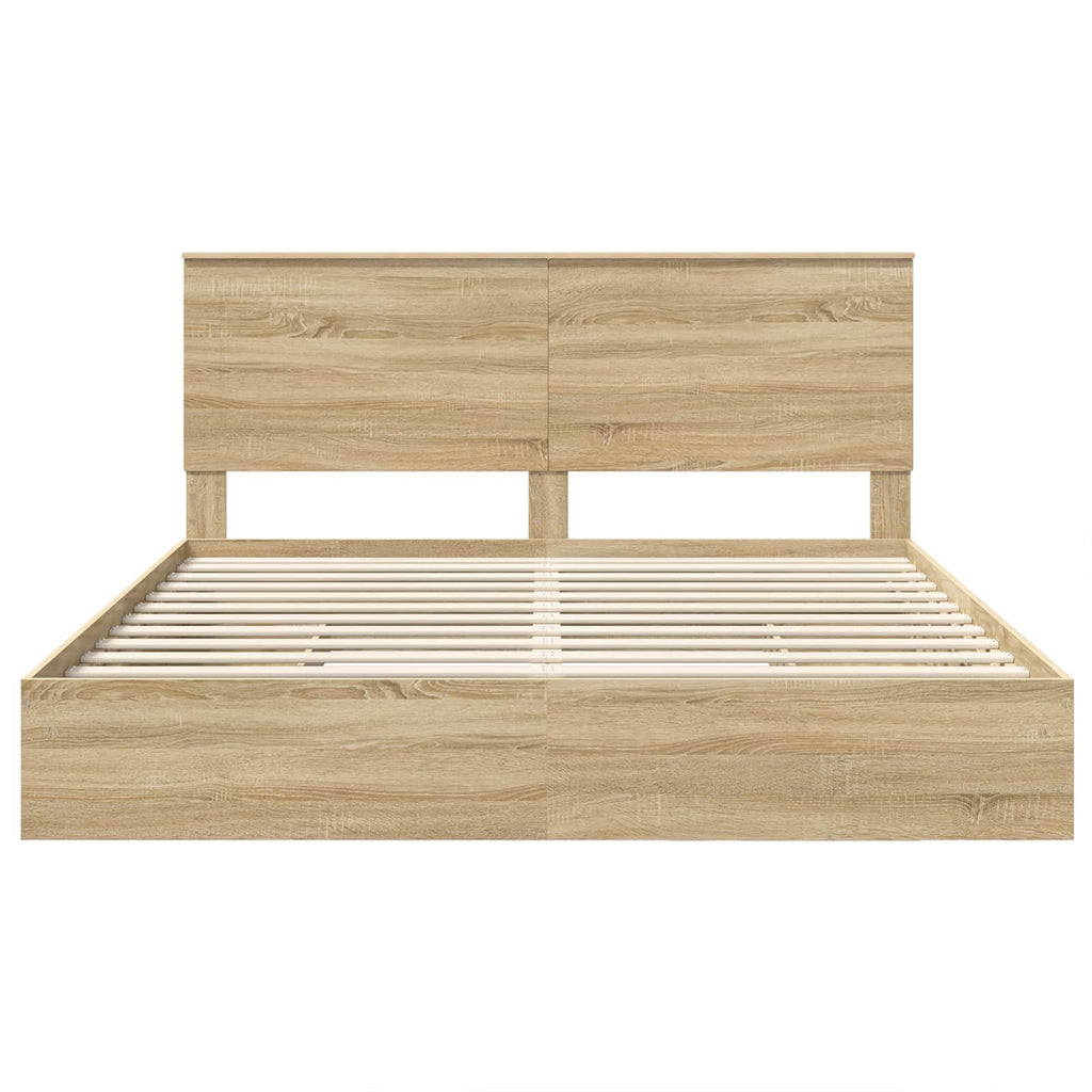 Cama con almacenamiento con cabecera Roble Sonoma 180 x 200 cm