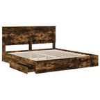 Cama con almacenamiento con cabecera Roble ahumado 180 x 200 cm