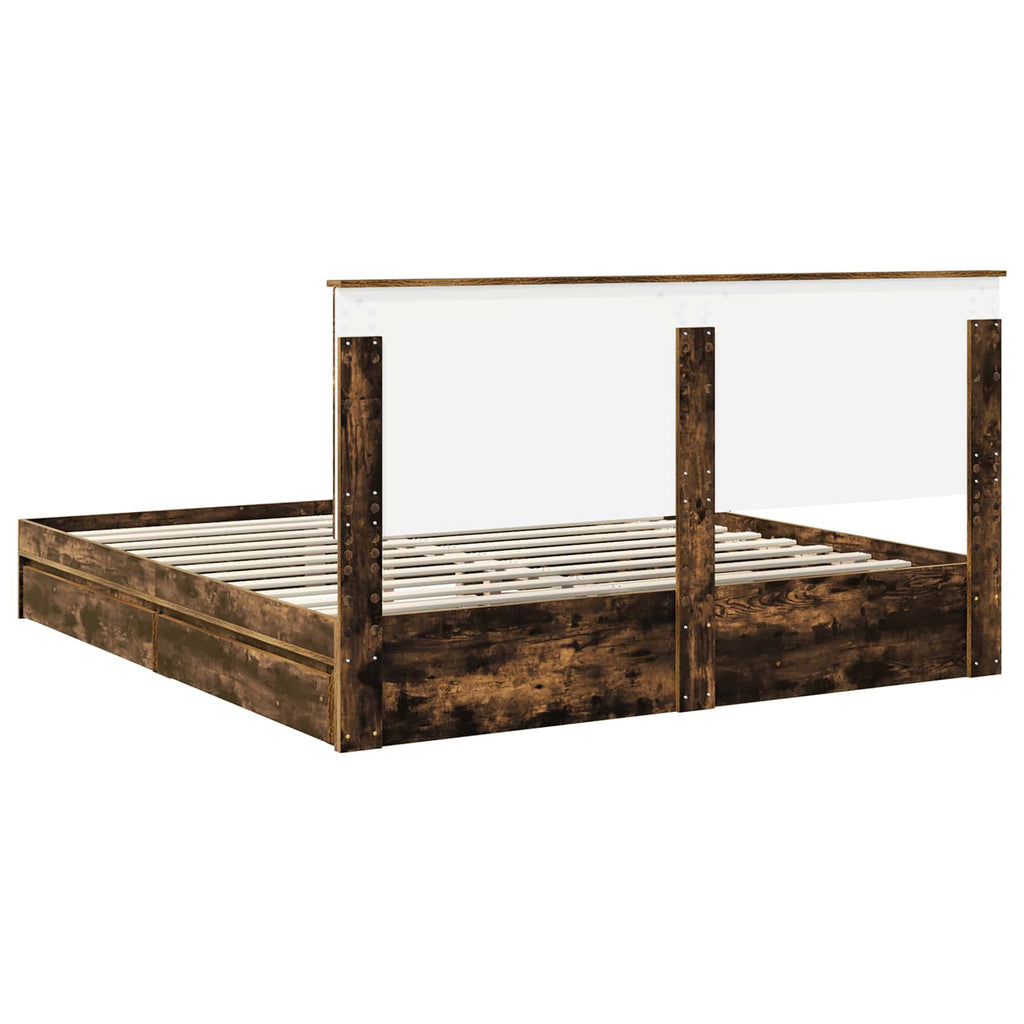 Cama con almacenamiento con cabecera Roble ahumado 180 x 200 cm