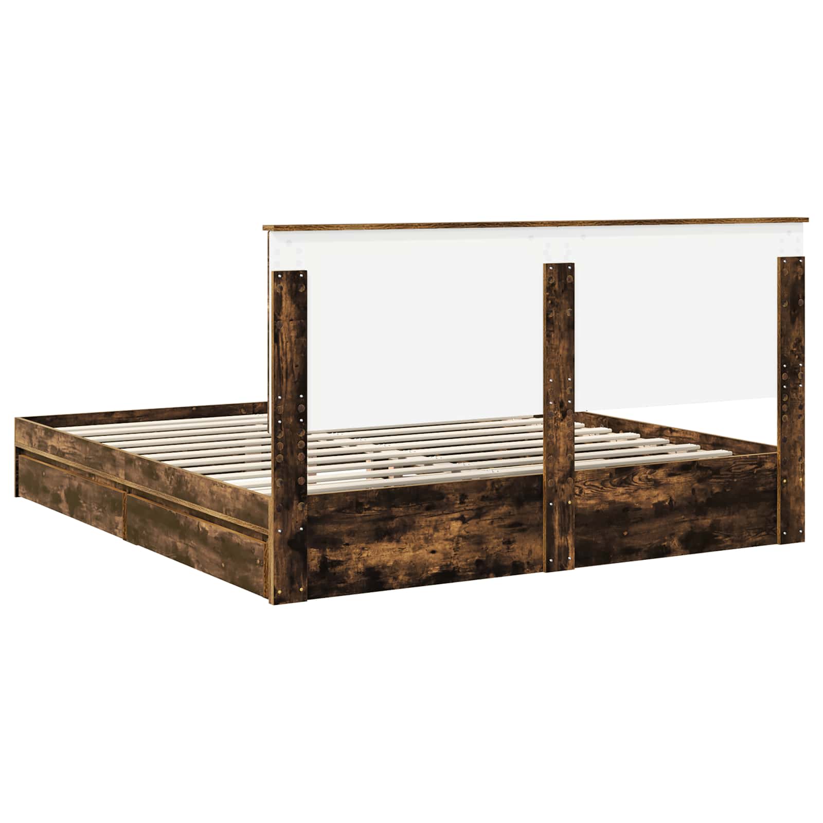 Cama con almacenamiento con cabecera Roble ahumado 180 x 200 cm