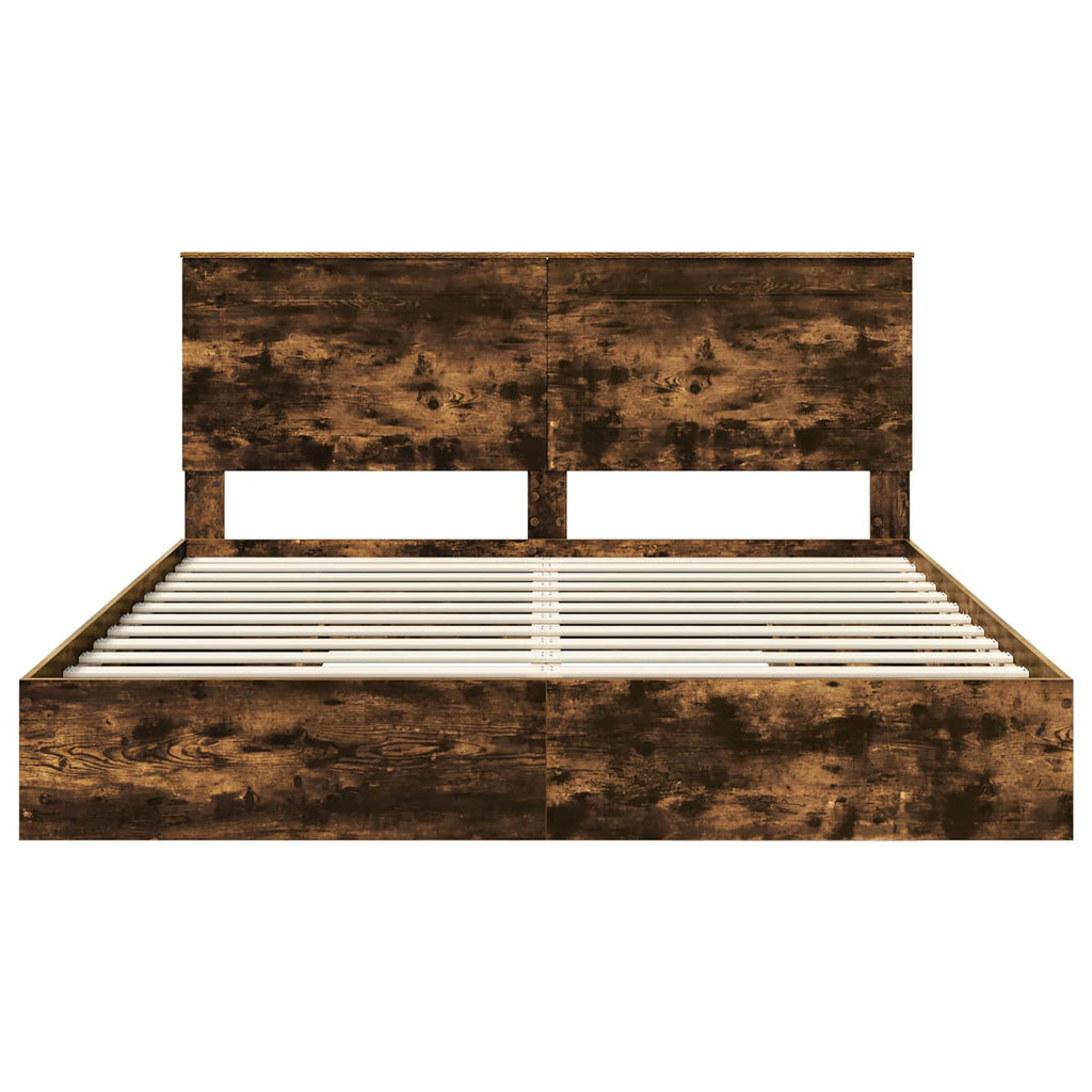 Cama con almacenamiento con cabecera Roble ahumado 180 x 200 cm