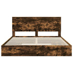 Cama con almacenamiento con cabecera Roble ahumado 180 x 200 cm