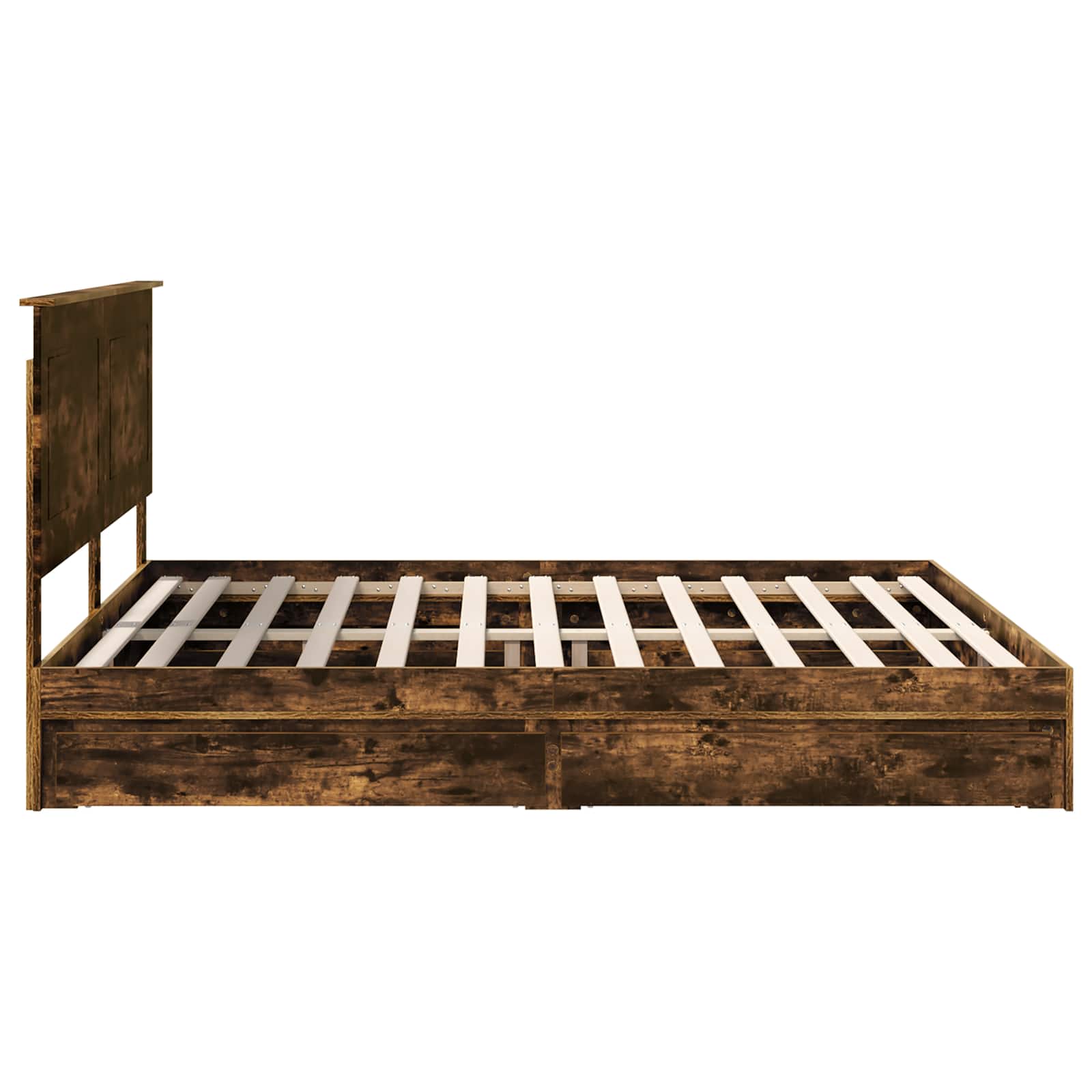 Cama con almacenamiento con cabecera Roble ahumado 180 x 200 cm