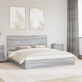 Cama con almacenamiento con cabecera Gris Sonoma 180 x 200 cm