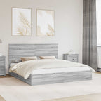 Cama con almacenamiento con cabecera Gris Sonoma 180 x 200 cm