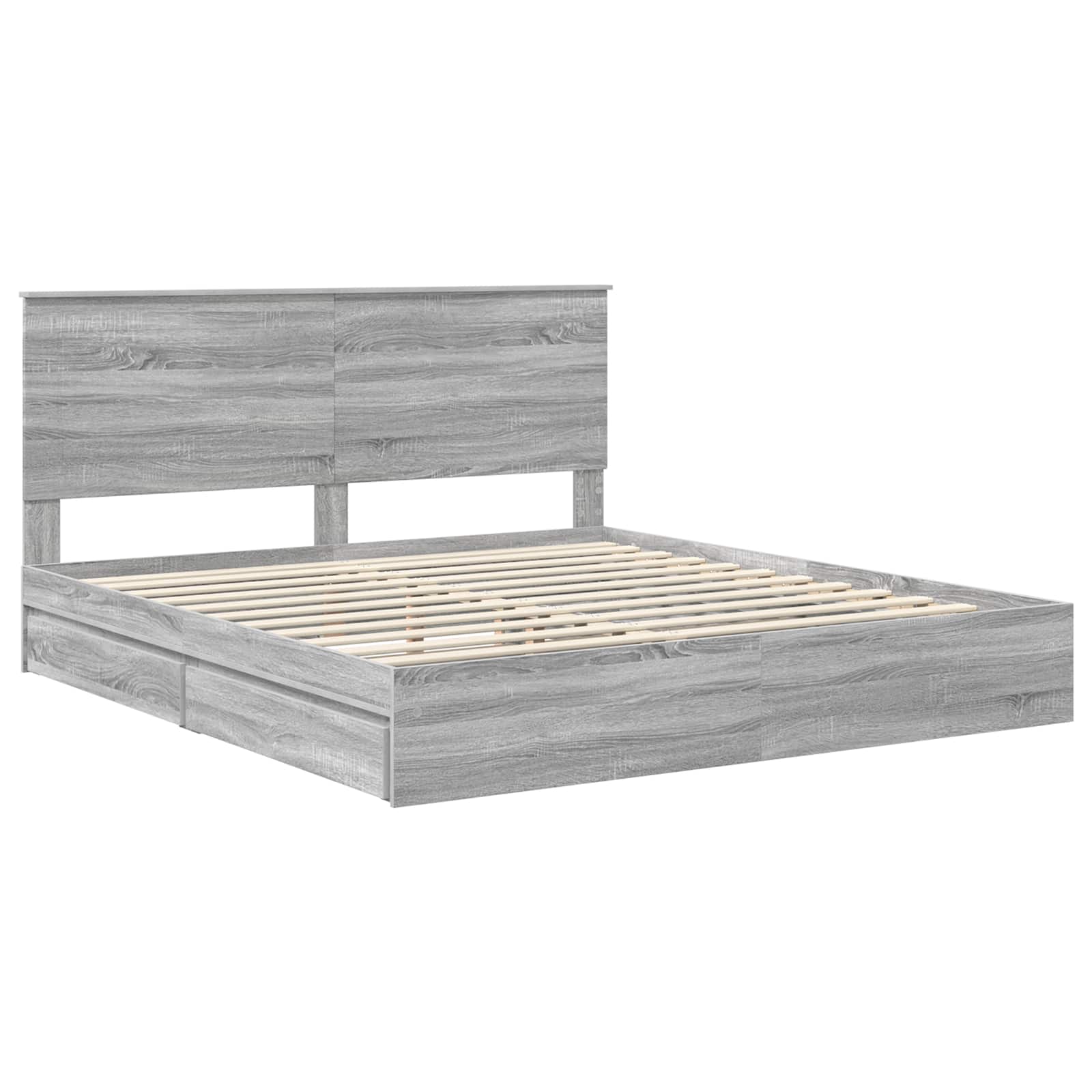 Cama con almacenamiento con cabecera Gris Sonoma 180 x 200 cm