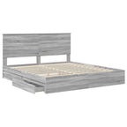 Cama con almacenamiento con cabecera Gris Sonoma 180 x 200 cm