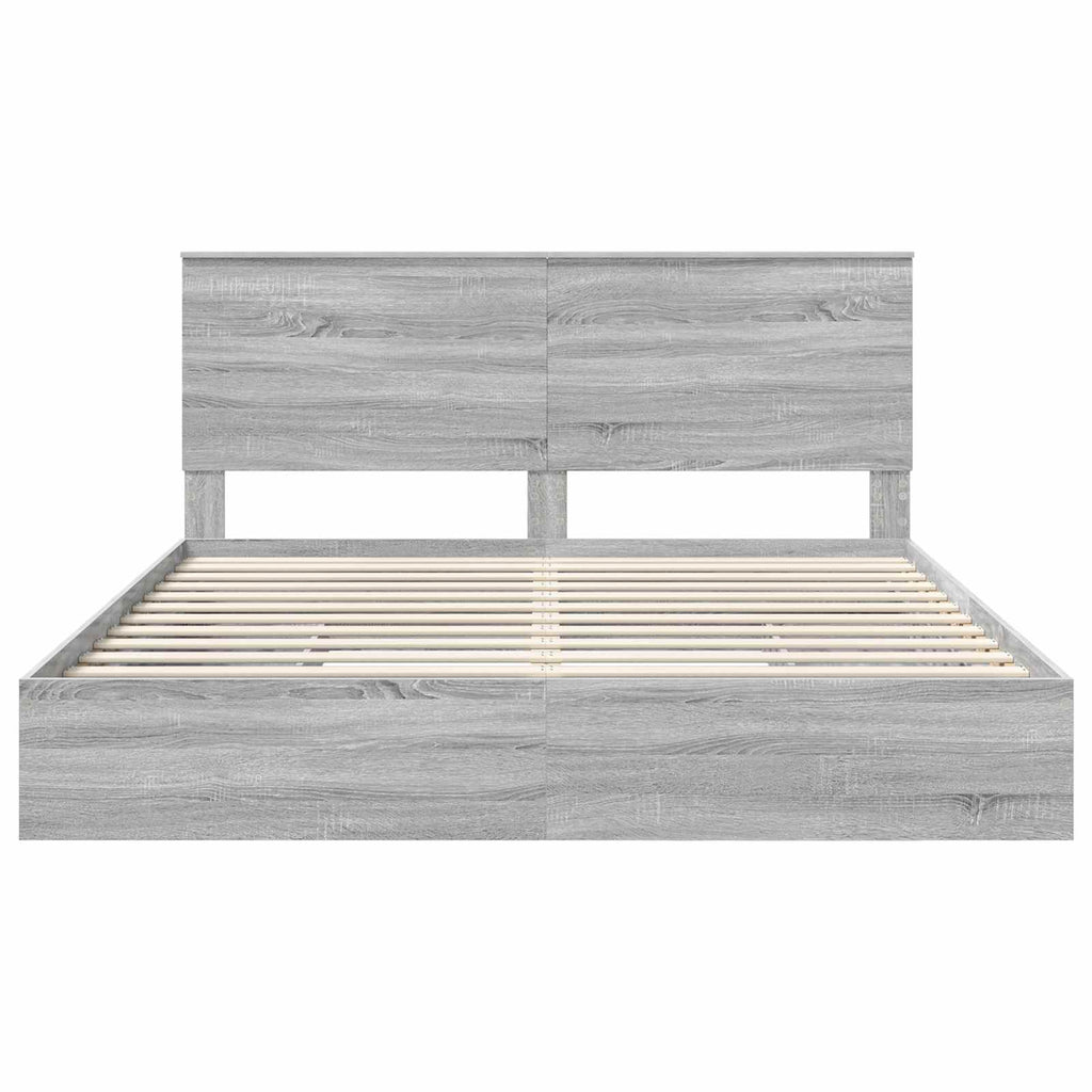 Cama con almacenamiento con cabecera Gris Sonoma 180 x 200 cm