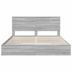 Cama con almacenamiento con cabecera Gris Sonoma 180 x 200 cm