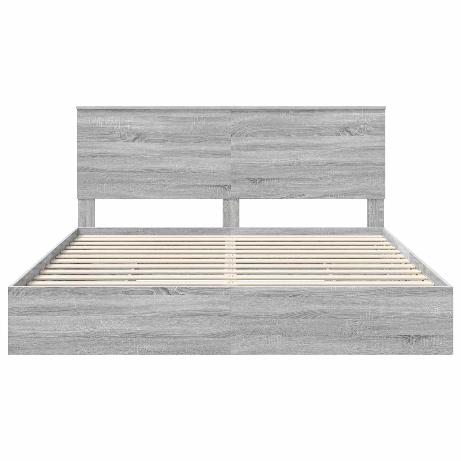 Cama con almacenamiento con cabecera Gris Sonoma 180 x 200 cm