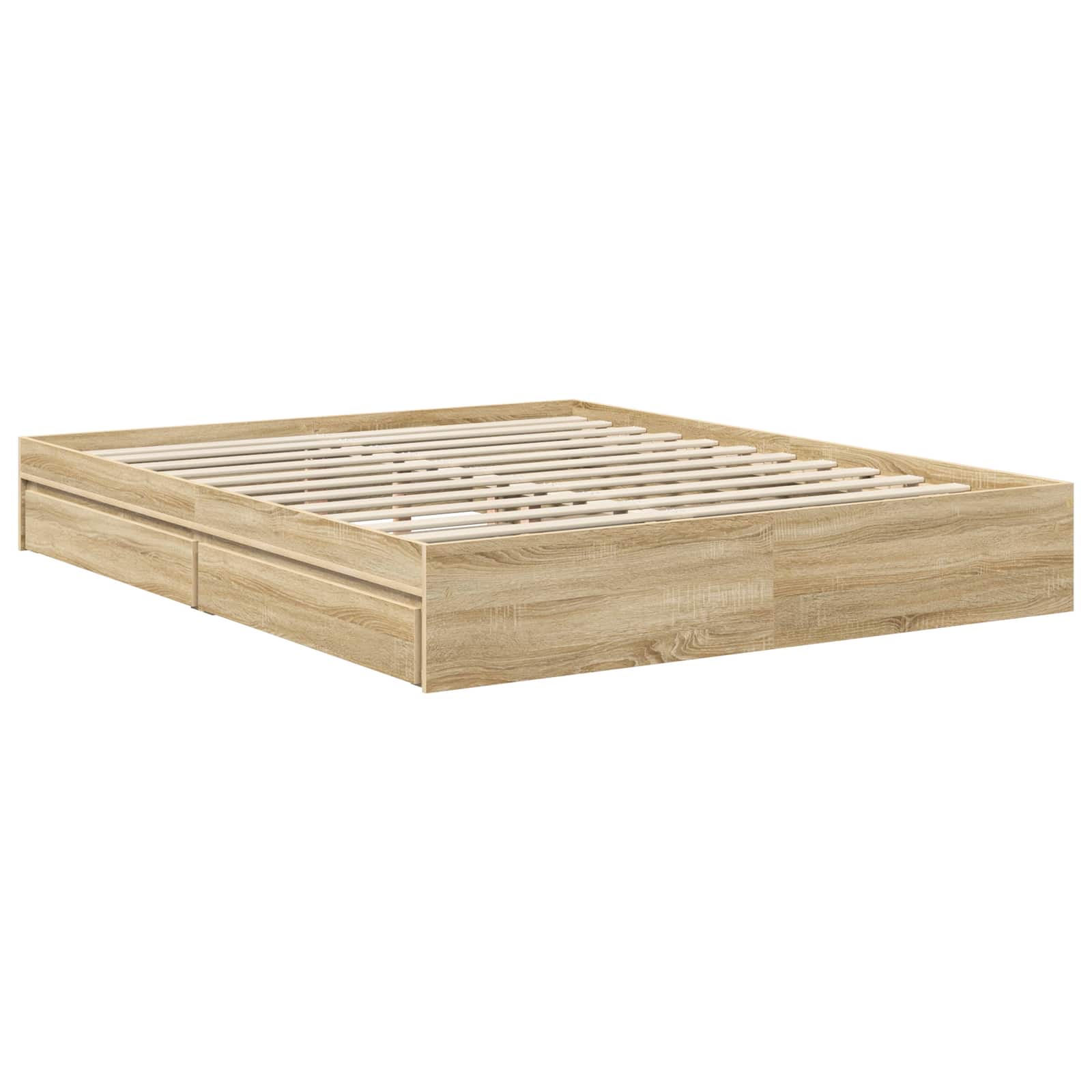 Cama con almacenamiento con cabecera Roble Sonoma 160 x 200 cm