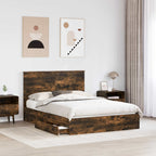 Cama con almacenamiento con cabecera Roble ahumado 160 x 200 cm