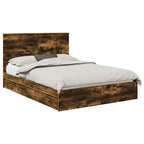 Cama con almacenamiento con cabecera Roble ahumado 160 x 200 cm