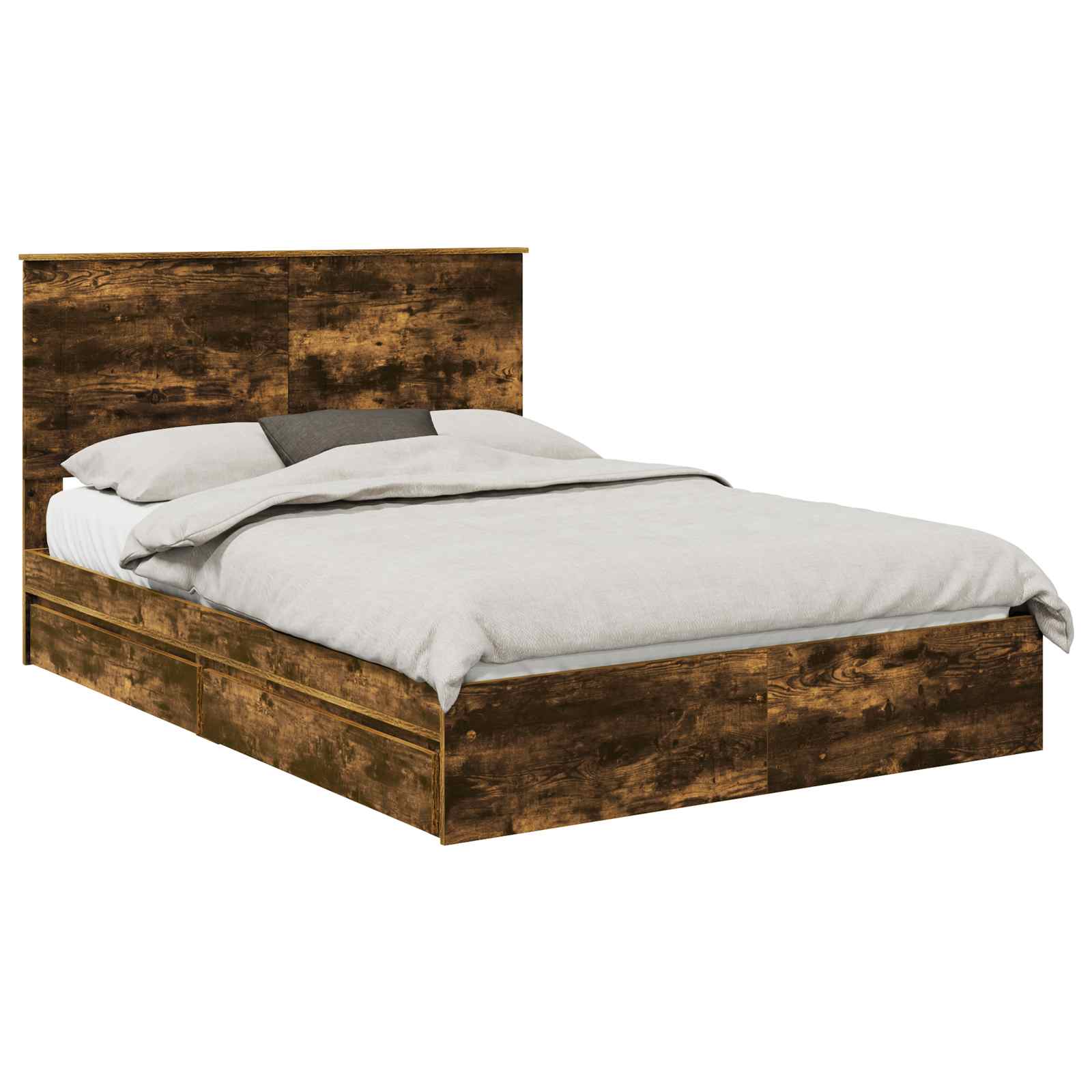 Cama con almacenamiento con cabecera Roble ahumado 160 x 200 cm