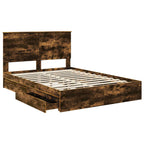 Cama con almacenamiento con cabecera Roble ahumado 160 x 200 cm