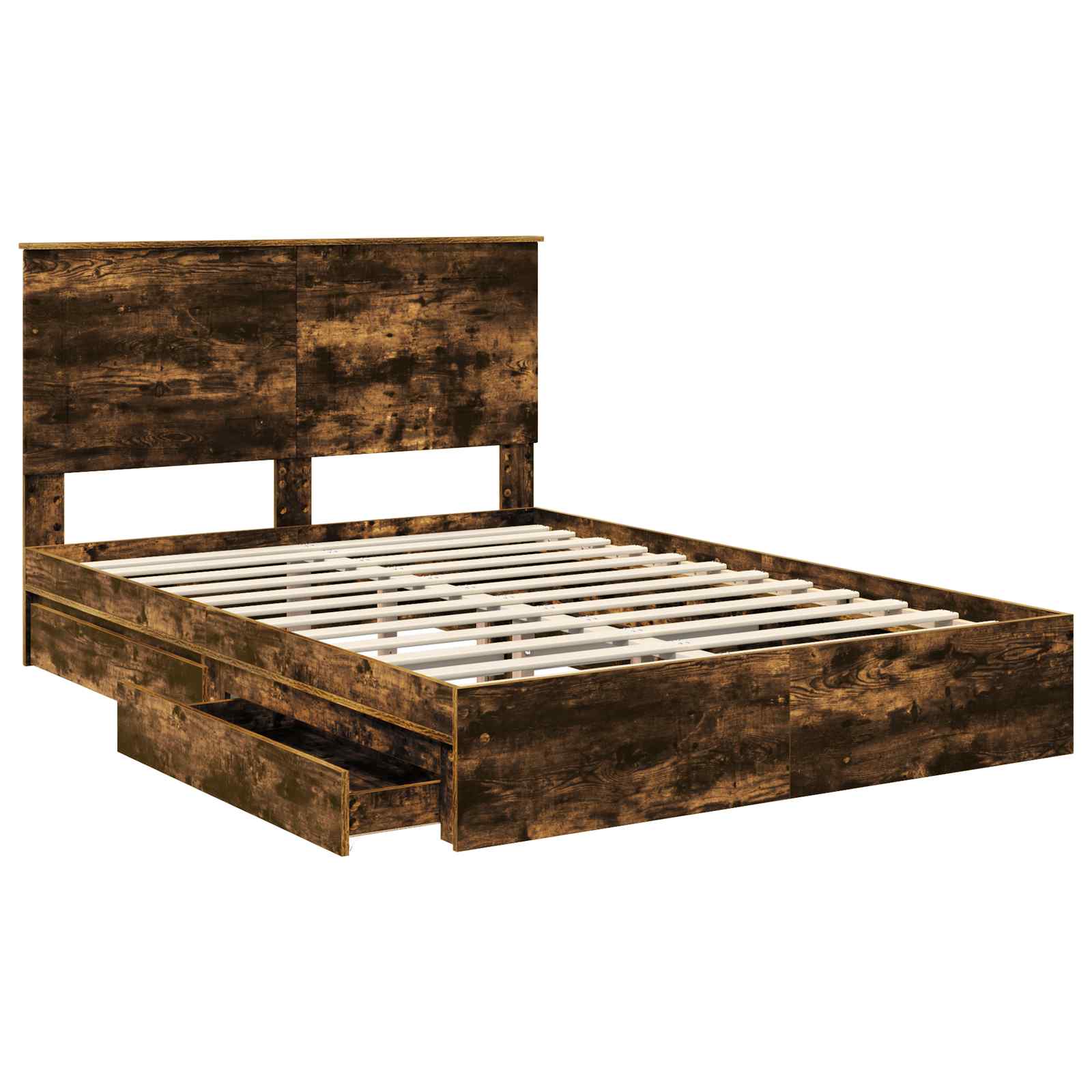 Cama con almacenamiento con cabecera Roble ahumado 160 x 200 cm