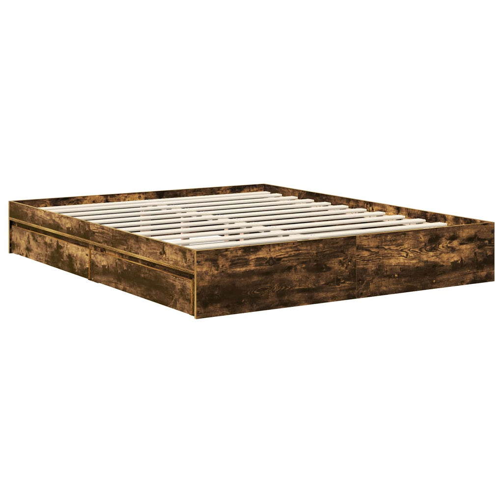 Cama con almacenamiento con cabecera Roble ahumado 160 x 200 cm