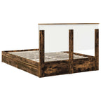 Cama con almacenamiento con cabecera Roble ahumado 160 x 200 cm