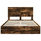 Cama con almacenamiento con cabecera Roble ahumado 160 x 200 cm