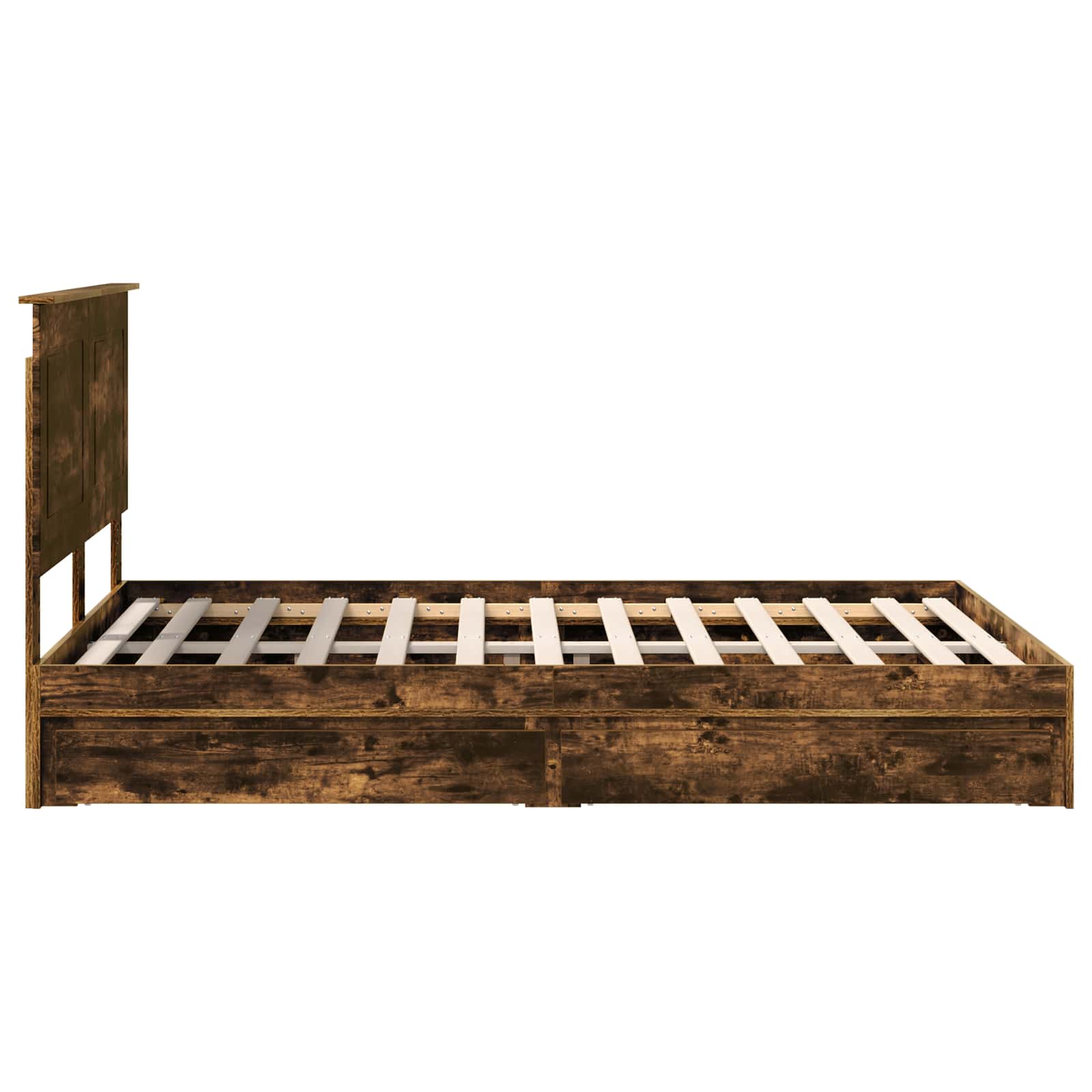 Cama con almacenamiento con cabecera Roble ahumado 160 x 200 cm