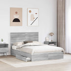 Cama con almacenamiento con cabecera Gris Sonoma 160 x 200 cm