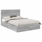 Cama con almacenamiento con cabecera Gris Sonoma 160 x 200 cm