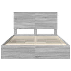Cama con almacenamiento con cabecera Gris Sonoma 160 x 200 cm