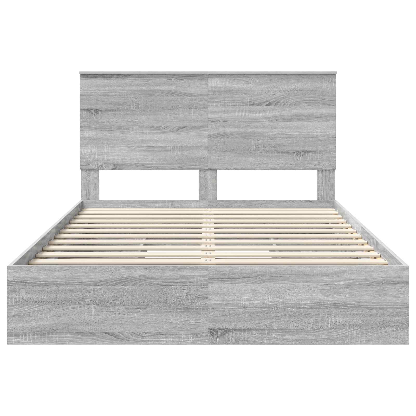 Cama con almacenamiento con cabecera Gris Sonoma 160 x 200 cm