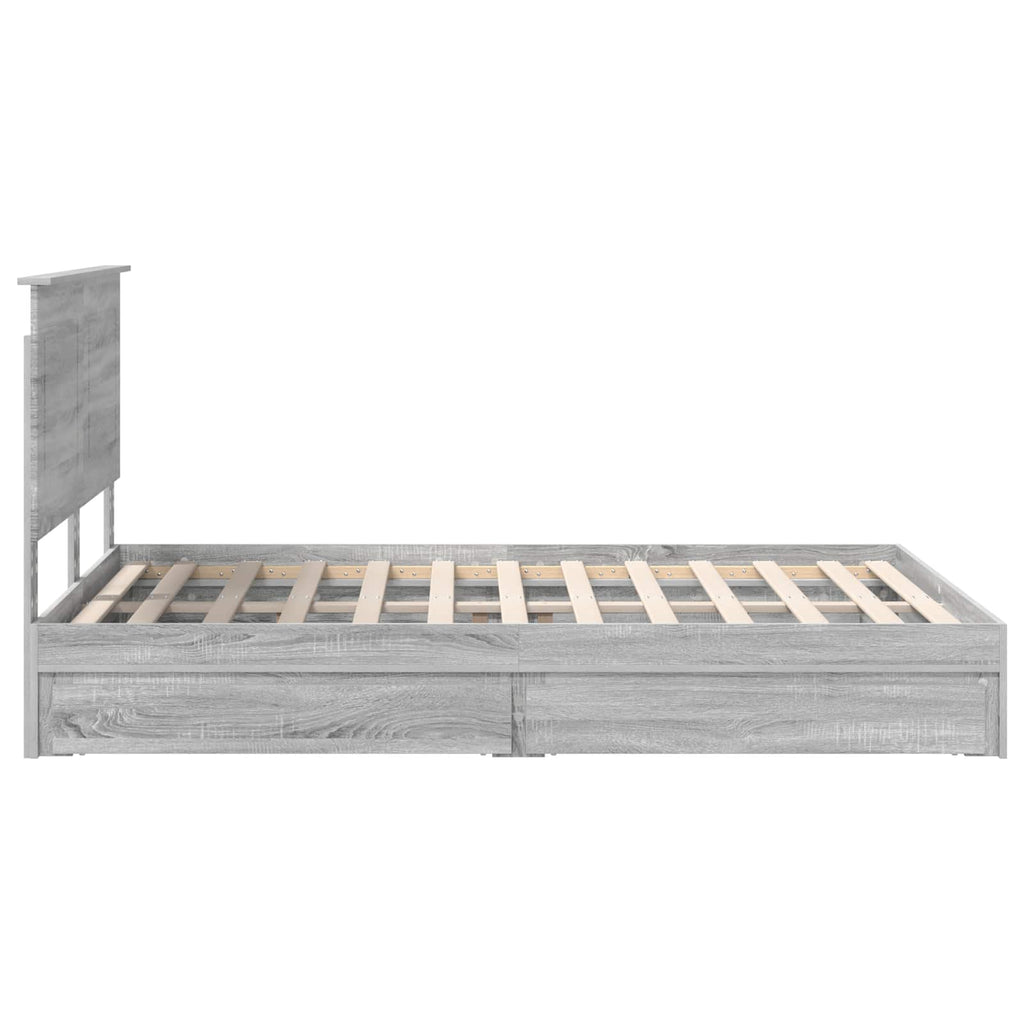 Cama con almacenamiento con cabecera Gris Sonoma 160 x 200 cm