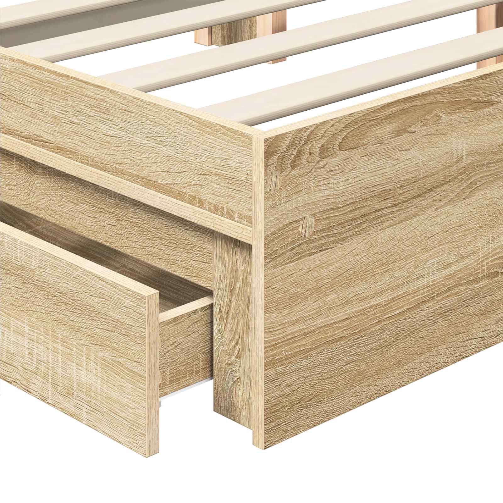 Cama con almacenamiento con cabecera Roble Sonoma 150 x 200 cm