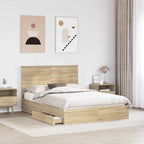 Cama con almacenamiento con cabecera Roble Sonoma 150 x 200 cm