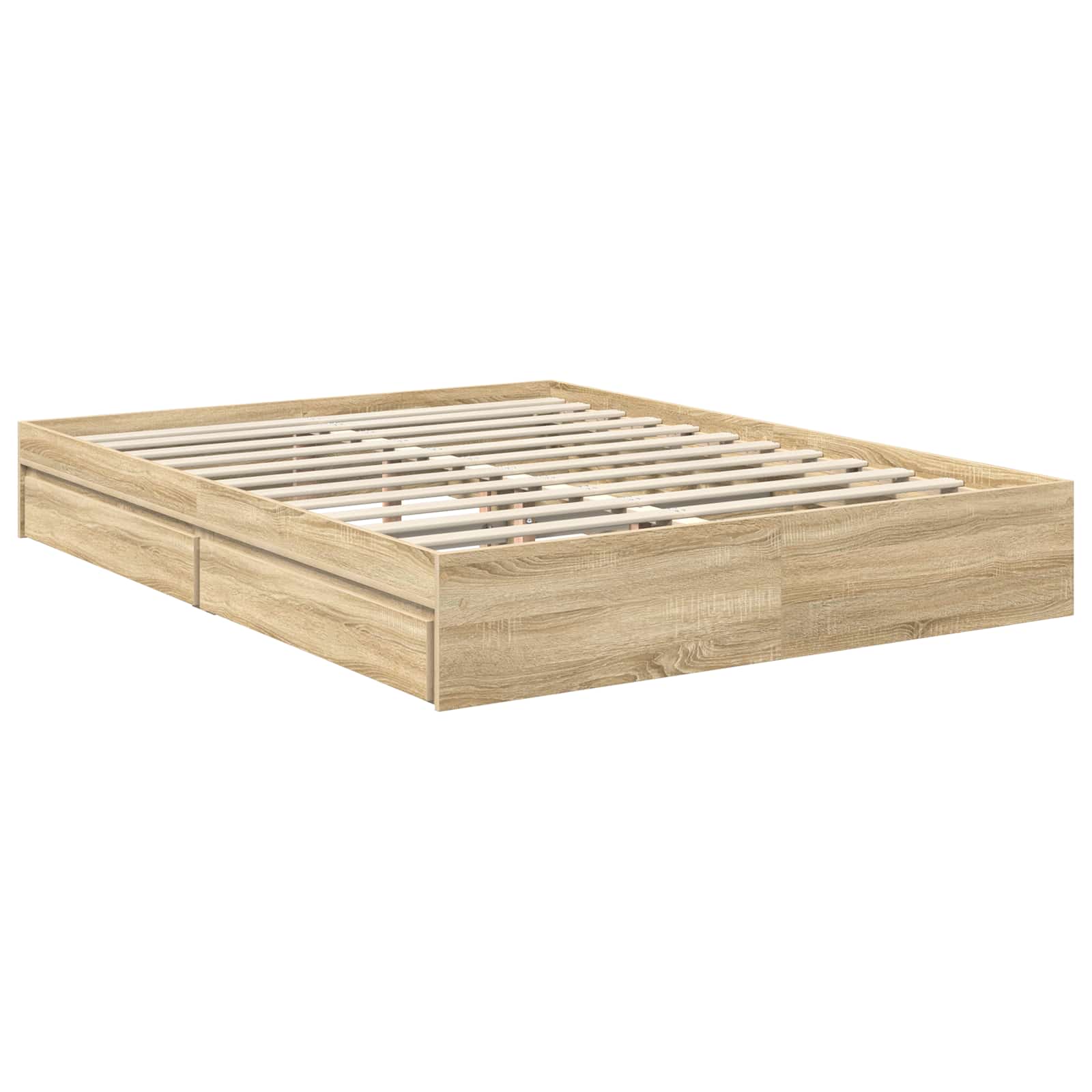 Cama con almacenamiento con cabecera Roble Sonoma 150 x 200 cm