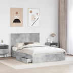 Cama con almacenamiento con cabecera Gris Concreto 150 x 200 cm