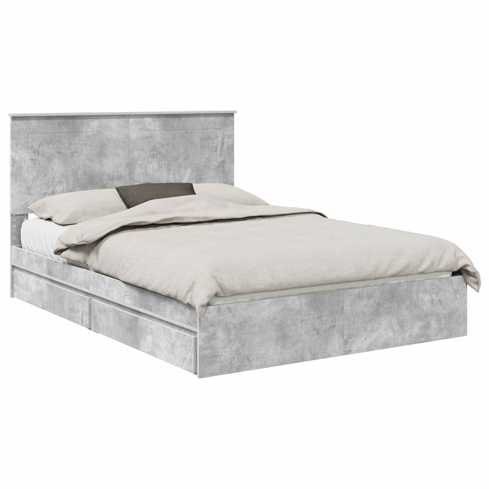 Cama con almacenamiento con cabecera Gris Concreto 150 x 200 cm