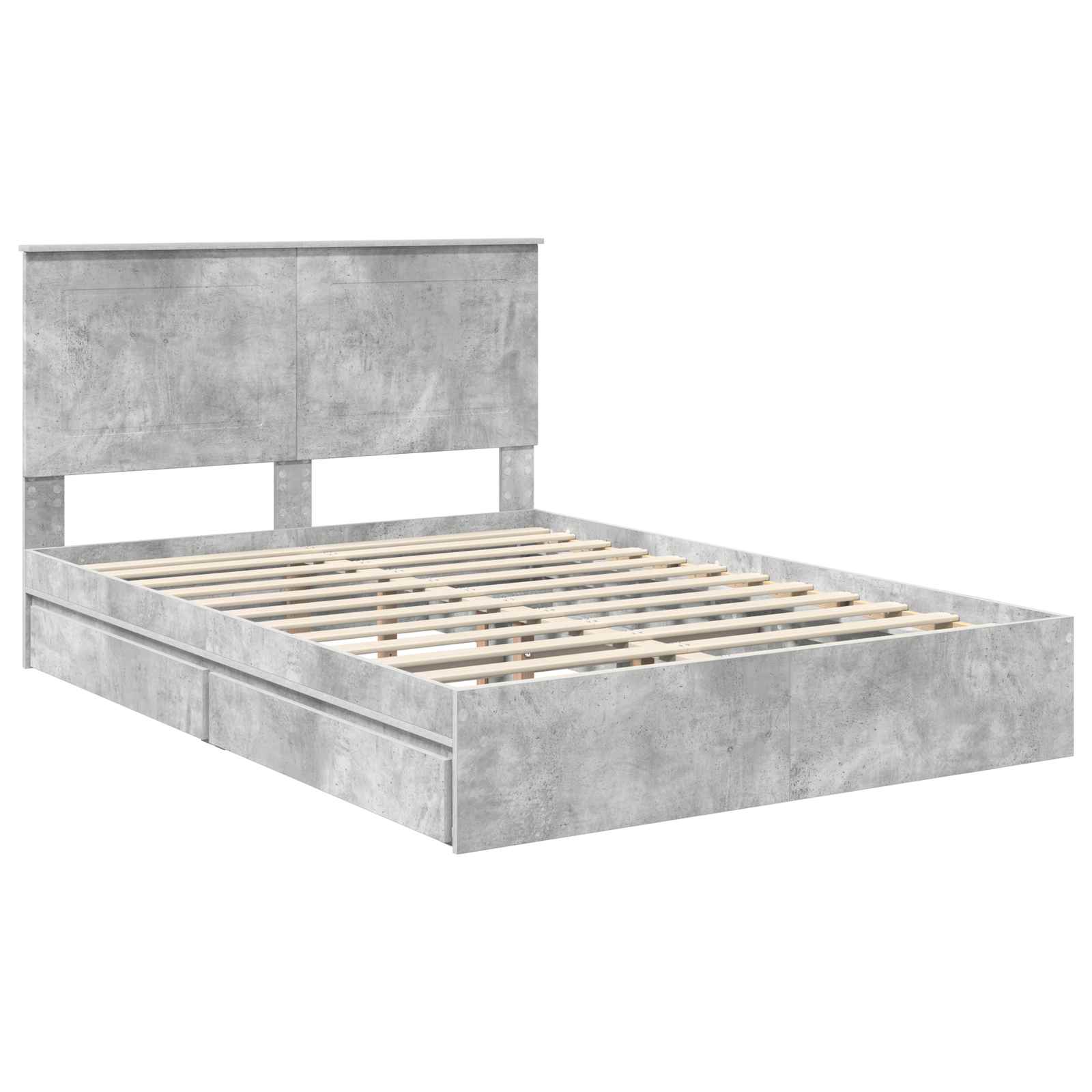 Cama con almacenamiento con cabecera Gris Concreto 150 x 200 cm