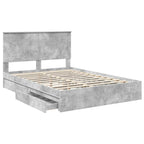 Cama con almacenamiento con cabecera Gris Concreto 150 x 200 cm