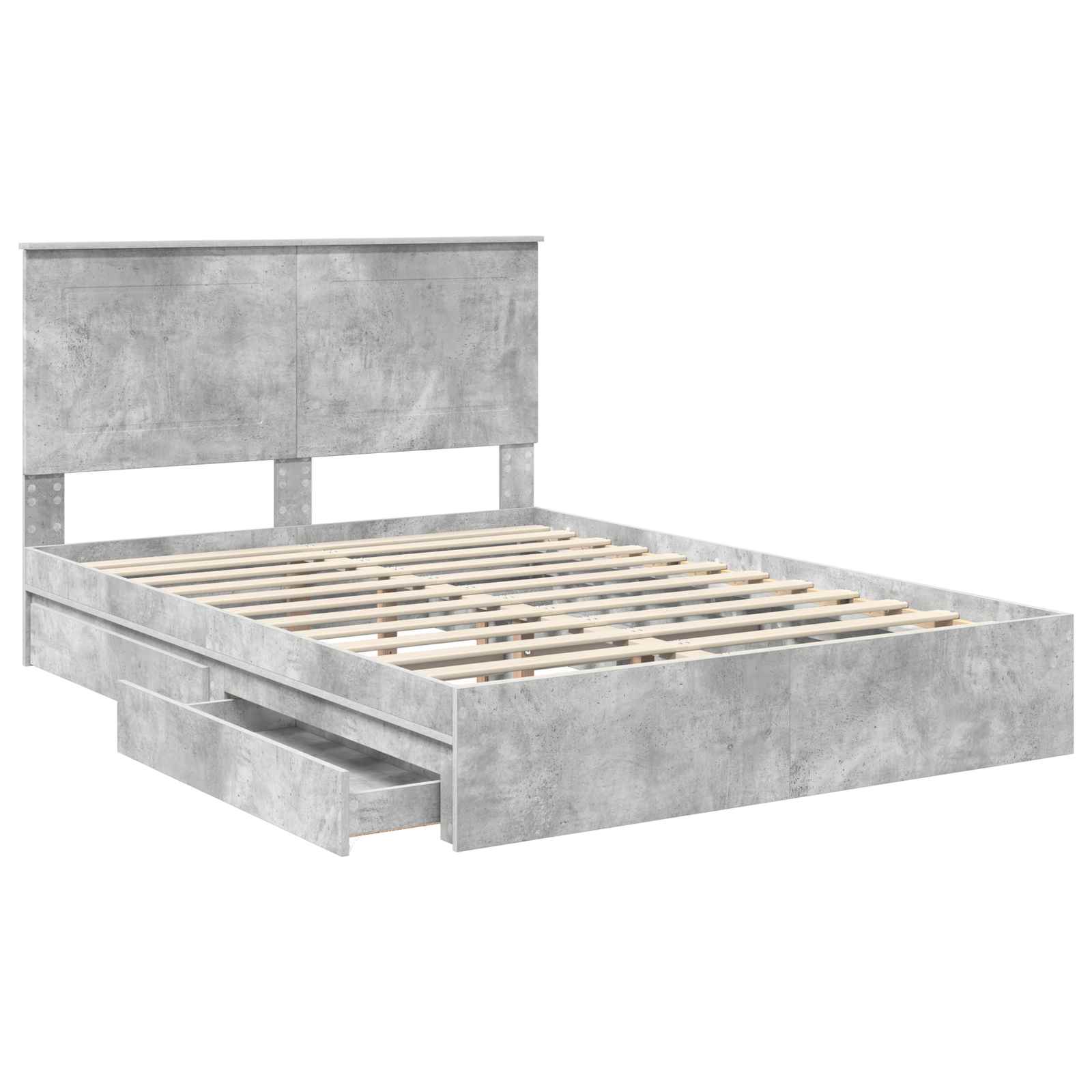 Cama con almacenamiento con cabecera Gris Concreto 150 x 200 cm