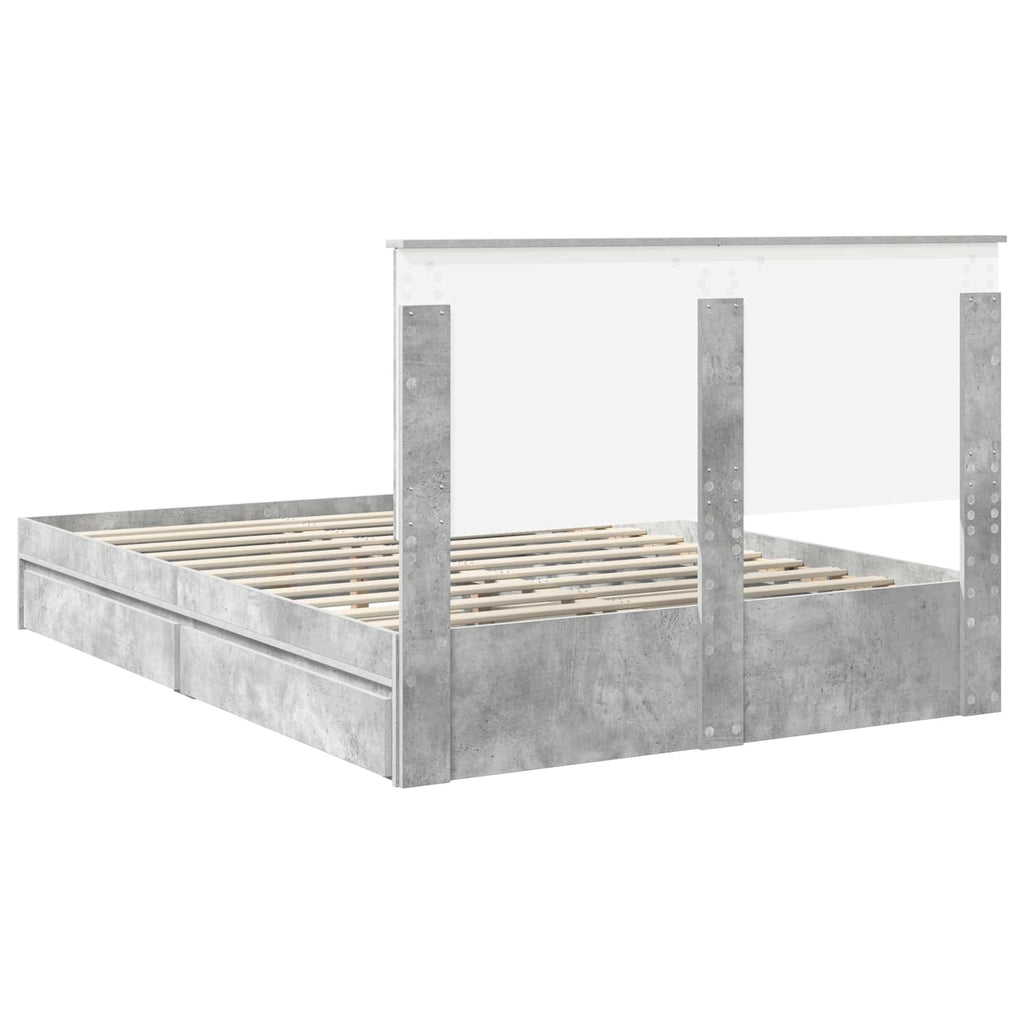 Cama con almacenamiento con cabecera Gris Concreto 150 x 200 cm