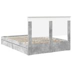 Cama con almacenamiento con cabecera Gris Concreto 150 x 200 cm