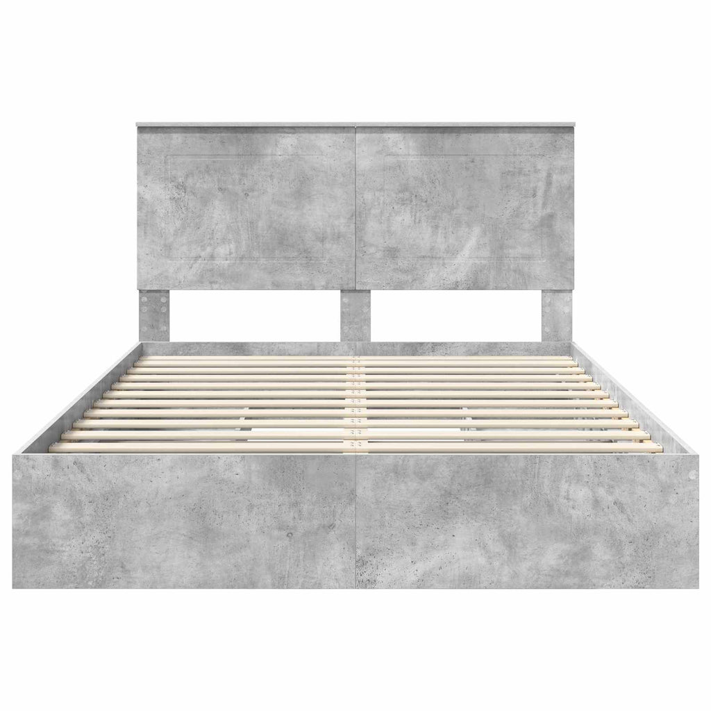 Cama con almacenamiento con cabecera Gris Concreto 150 x 200 cm