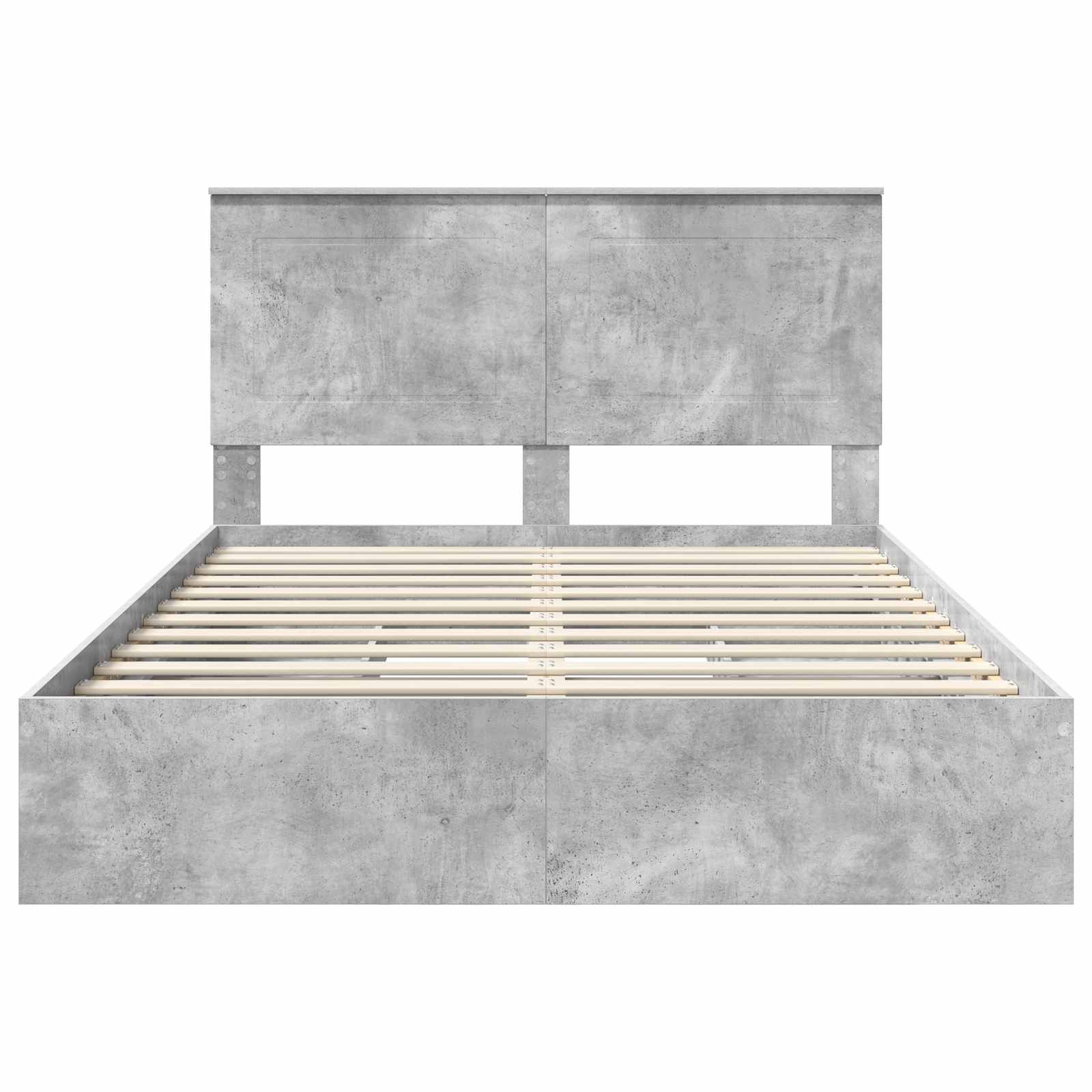 Cama con almacenamiento con cabecera Gris Concreto 150 x 200 cm
