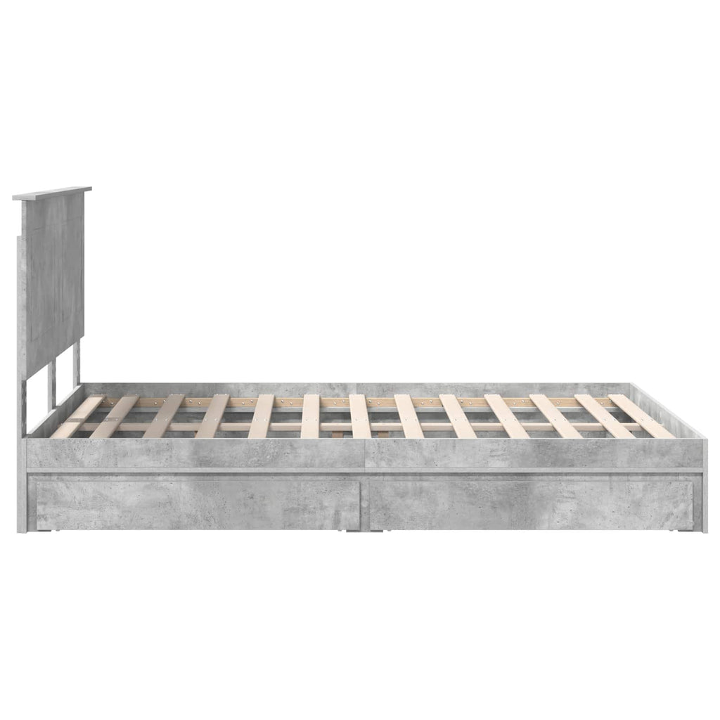 Cama con almacenamiento con cabecera Gris Concreto 150 x 200 cm