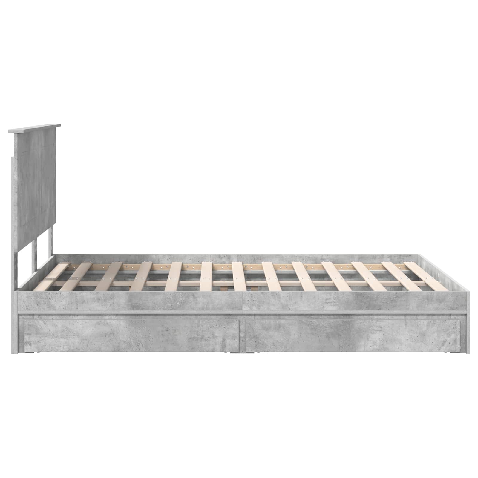 Cama con almacenamiento con cabecera Gris Concreto 150 x 200 cm