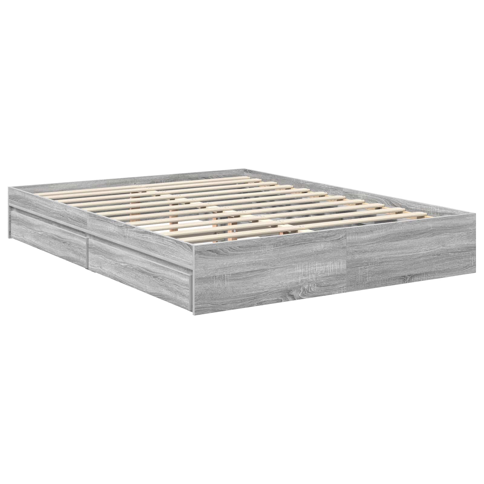 Cama con almacenamiento con cabecera Gris Sonoma 150 x 200 cm