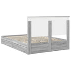 Cama con almacenamiento con cabecera Gris Sonoma 150 x 200 cm