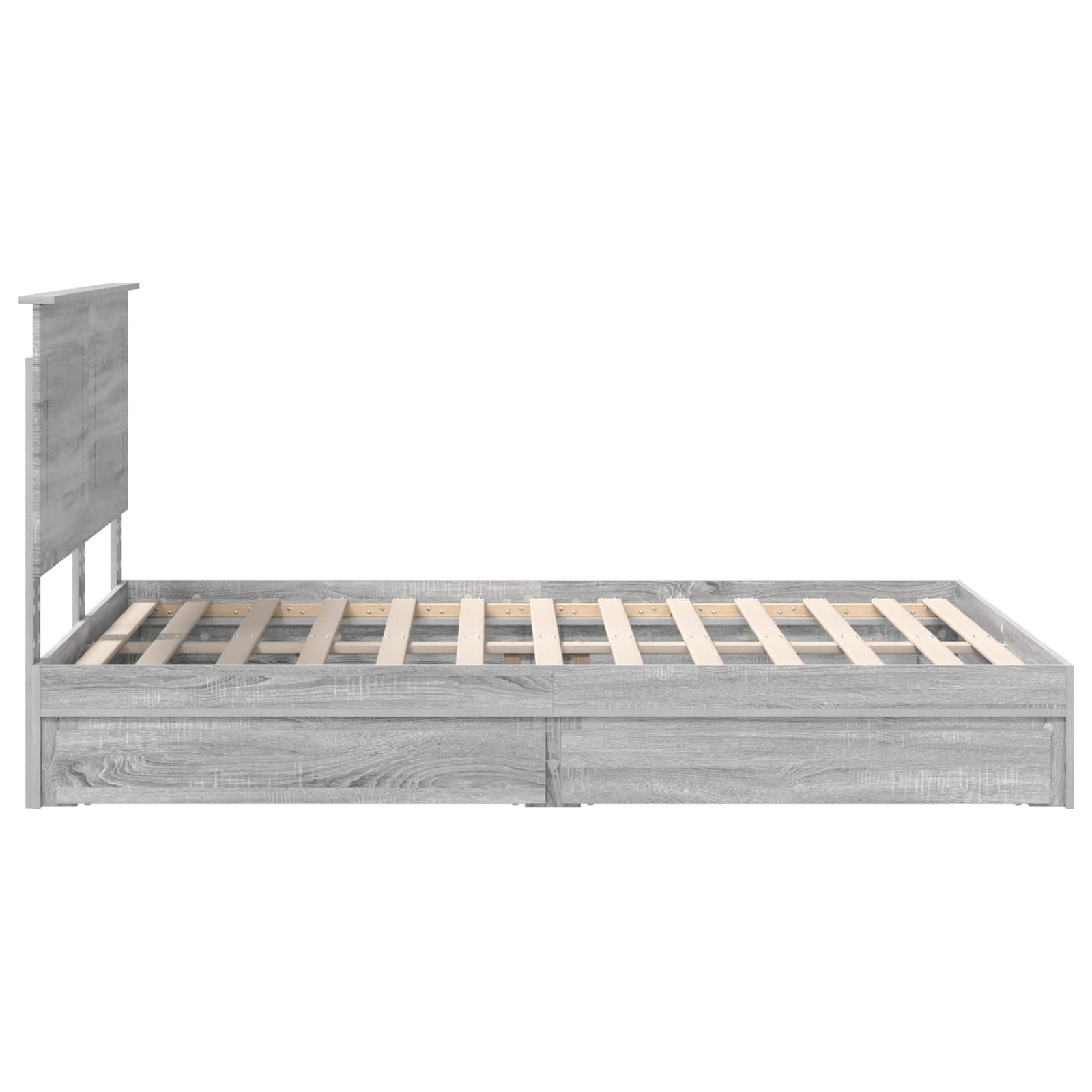 Cama con almacenamiento con cabecera Gris Sonoma 150 x 200 cm